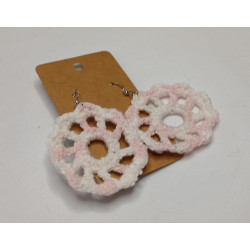 Earrings - Mandala - Pink and White (Large)