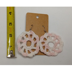 Earrings - Mandala - Pink and White (Large)