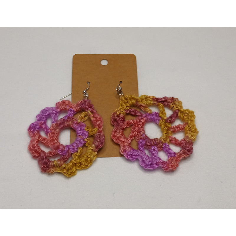 Earrings - Mandala - Multi-Color Pink (Large)