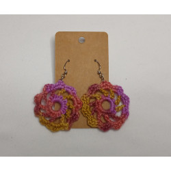 Earrings - Mandala - Multi-Color Pink (Large)