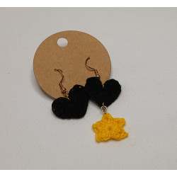 Earrings - Black Heart and Star