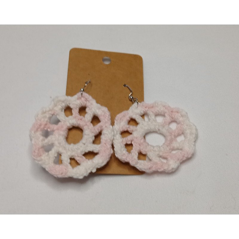 Earrings - Mandala - Pink and White (Large)